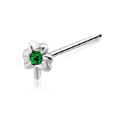 Flower Stone Shaped Silver Straight Nose Stud NSKA-859